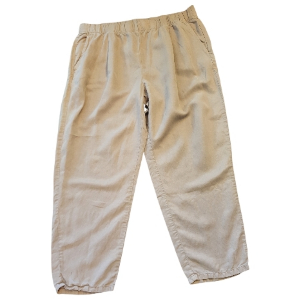 Eileen Fisher Women's Natural Pull-On Cropped Lantern Easy Pants - Size XL